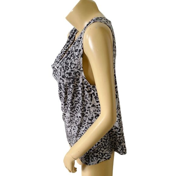 APT 9 Womens Size Large Sleeveless Gray Black Animal Print Cowl Neck Shirt Top - Picture 2 of 7